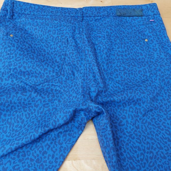 MEXX jeans Amsterdam Mid Rise Women's Cotton Stretch Blue Leopard Print Size30 - Picture 4 of 12